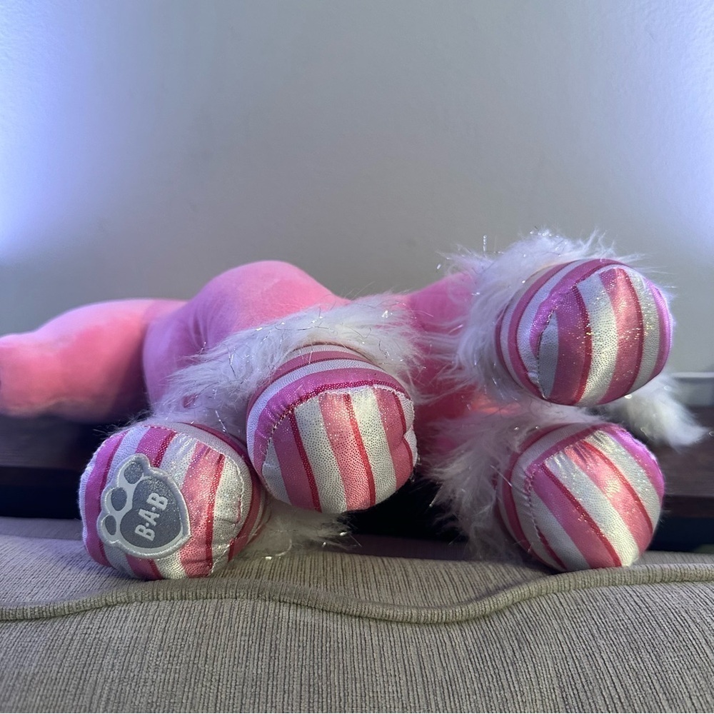 Build A Bear BABW Plush Candy Cane Unicorn Stuffed Animal Pink White Sparkles - Picture 5 of 6